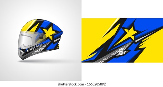 Racing helmet wrap decal and vinyl sticker design illustration