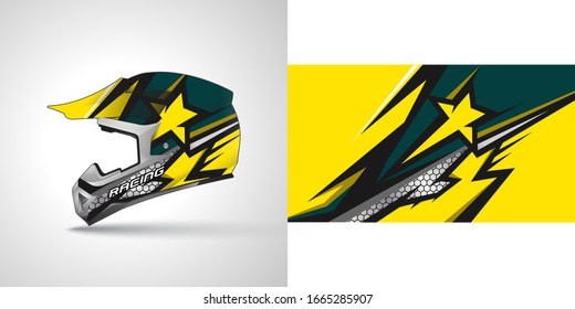 Racing helmet wrap decal and vinyl sticker design illustration