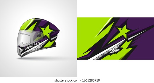 Racing helmet wrap decal and vinyl sticker design illustration