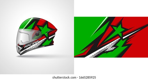 Racing helmet wrap decal and vinyl sticker design illustration