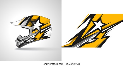 Racing helmet wrap decal and vinyl sticker design illustration