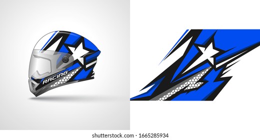 Racing helmet wrap decal and vinyl sticker design illustration