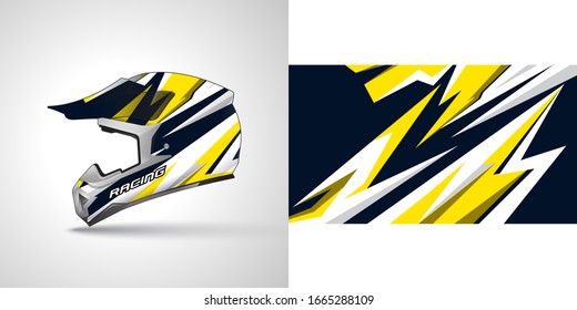 Racing helmet wrap decal and vinyl sticker design illustration.