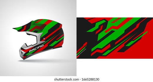 Racing helmet wrap decal and vinyl sticker design illustration.