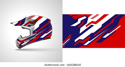 Racing helmet wrap decal and vinyl sticker design illustration.