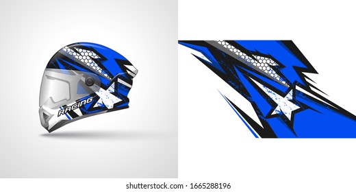 Racing helmet wrap decal and vinyl sticker design illustration.