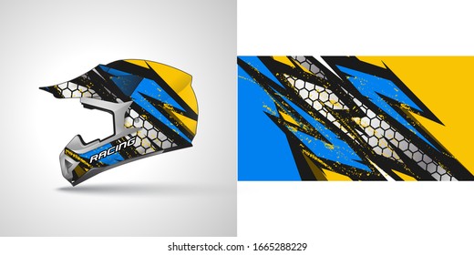 Racing helmet wrap decal and vinyl sticker design illustration.