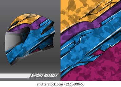 Racing helmet wrap decal and vinyl sticker design illustration