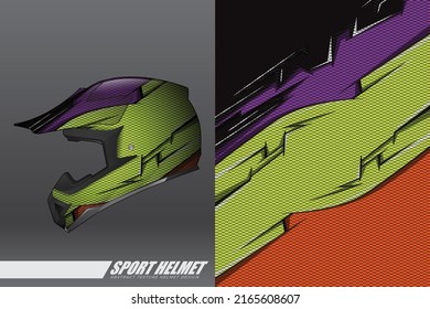 Racing helmet wrap decal and vinyl sticker design illustration