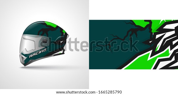 Racing helmet wrap decal and vinyl sticker\
design illustration