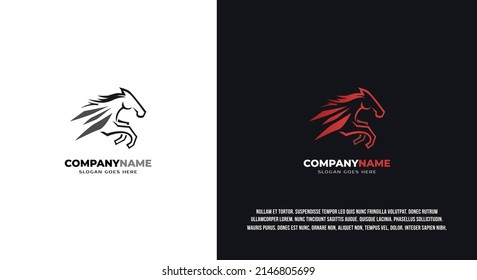 Racing horse abstract logo design, Premium Vector.
