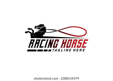 Racing horse or fast horse logo design with standing style creative concept