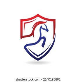 racing horse logo with shield concept