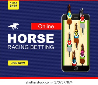 Racing Horses Competing Each Other Banner Stock Vector (Royalty Free ...