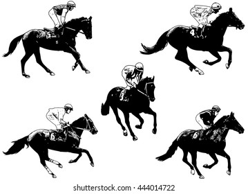 racing horses and jockeys illustration - vector