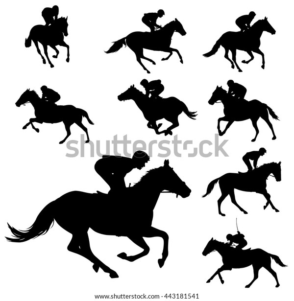 Racing Horses Jockeys Silhouettes 2 Vector Stock Vector (Royalty Free ...