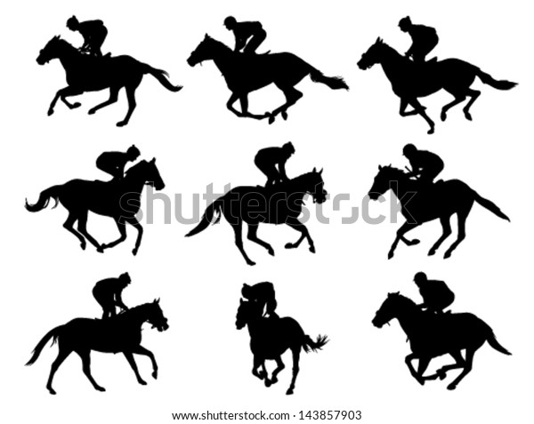 競馬馬と騎手のシルエット のベクター画像素材 ロイヤリティフリー