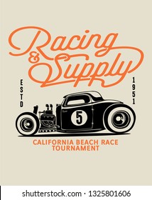 racing hot rod illustration for t-shirt print