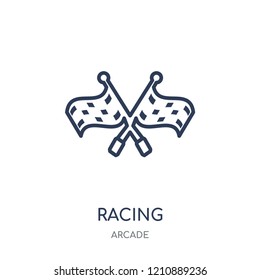 Racing icon. Racing linear symbol design from Arcade collection.