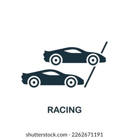 Racing icon. Monochrome simple sign from hobby collection. Racing icon for logo, templates, web design and infographics.