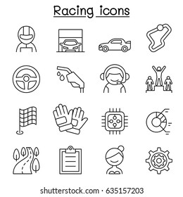 Racing Icon Set In Thin Line Style