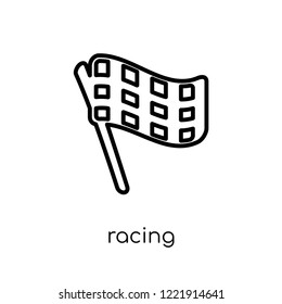 racing icon. Trendy modern flat linear vector racing icon on white background from thin line Arcade collection, outline vector illustration