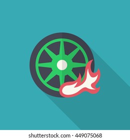 Racing  icon, Vector flat long shadow design. Racing concept.