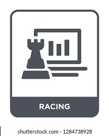 racing icon vector on white background, racing trendy filled icons from Strategy collection, racing vector illustration