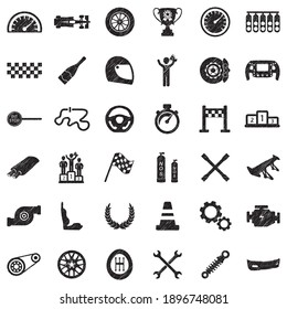 Racing Icons. Black Scribble Design. Vector Illustration.