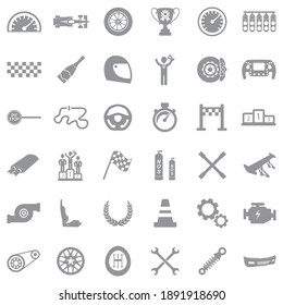 Racing Icons. Gray Flat Design. Vector Illustration.