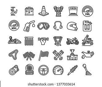 ilustración de mapa de bits del icono de camión y manifestación. Juego de símbolos de camión y raza para la web. - Ilustración 