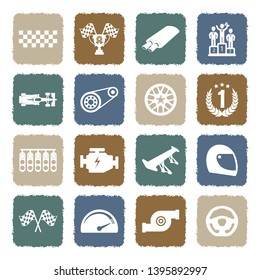 Racing Icons. Set 2. Grunge Color Flat Design. Vector Illustration. 