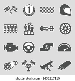 Racing Icons.  Sticker Design. Vector Illustration.