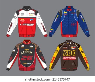 Racing jacket colorful mockup template hoodie car motorcycle