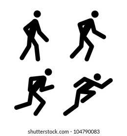 Racing, Jogging, Running, Walking - Vector Pictogram Illustrations (jpeg file has clipping path)