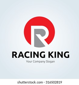 Racing King, R letter vector logo template