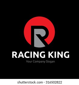 Racing King, R letter vector logo template