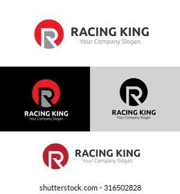 Racing King, R letter Vector Logo template