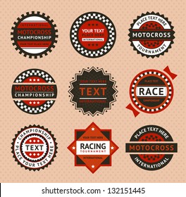 Racing labels - vintage style, vector illustration