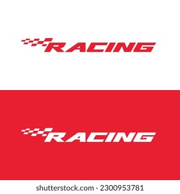 RACING lettering wordmark logo, icon, sticker. Modern Typography design