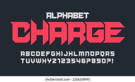 Racing letters and numbers design, dynamic alphabet. Vector characters