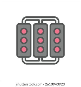 racing light filled outline icon. start light color line illustration.