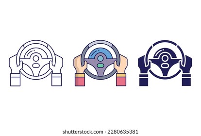 Racing line and solid vector icons
