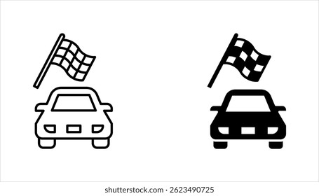 racing linear icon set. Highest class auto racing. finish vector illustration on white background