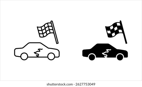 conjunto de ícones lineares de corrida. Corrida automática de classe mais alta. terminar ilustração vetorial no fundo branco