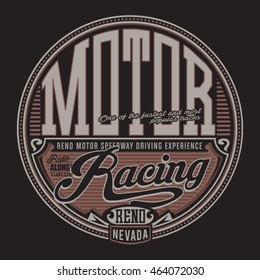 Racing motor typography, t-shirt graphics, vectors