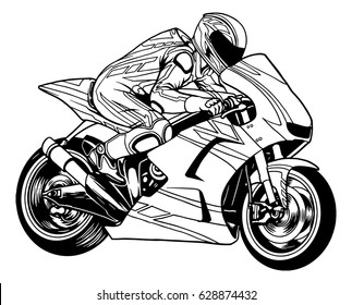 Racing motorcycle black and white