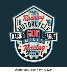 Racing motorcycle label typography, tee shirt graphics, vectors