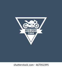 Racing motorcycle logo, badge or icon. Vector Illustration