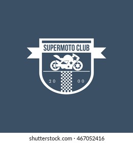 Racing motorcycle logo, badge or icon. Vector Illustration